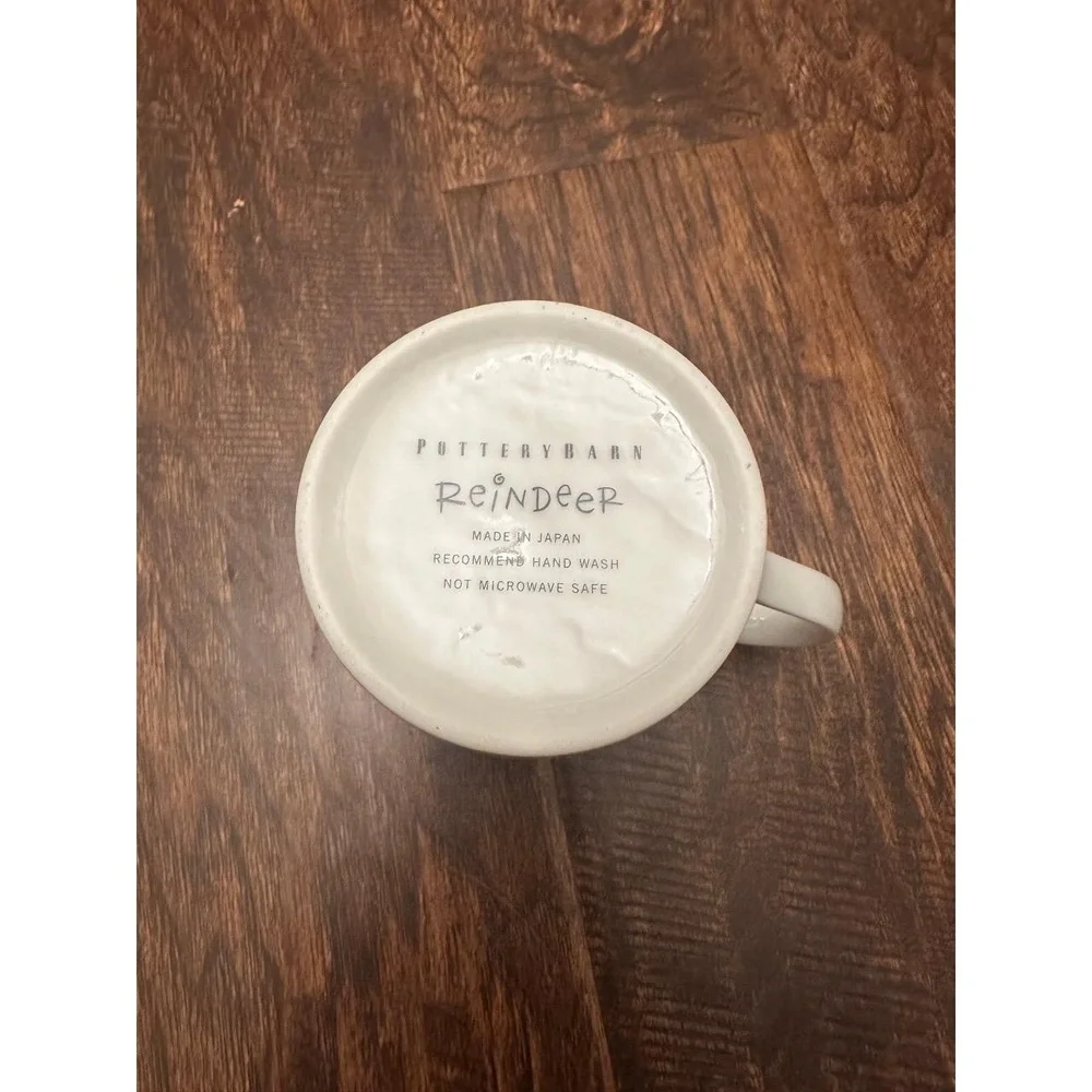 Pottery Barn Mug White Dancer‎ Reindeer Christmas Holiday Retired
